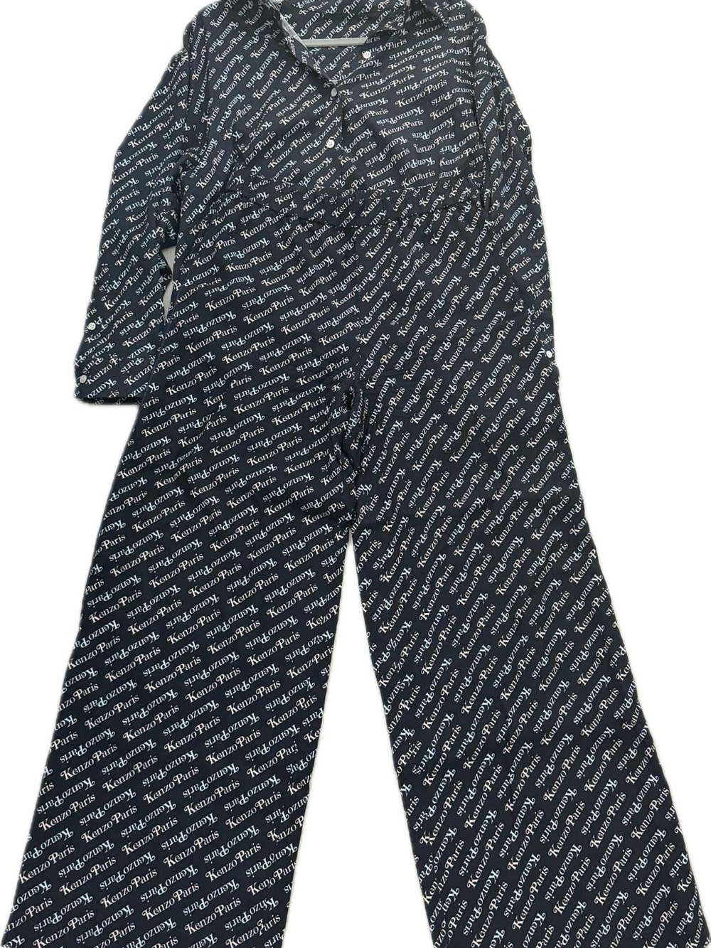 KENZO Weave Logo Print Pajama Shirt & Pants Set Size 34